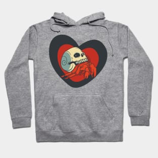 Drama Crab - Funny Crab Carrying a Skull - White Hoodie